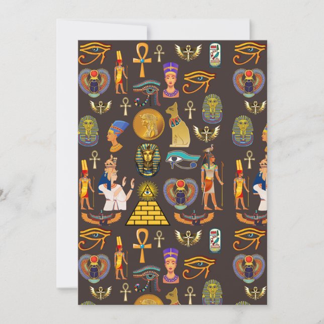 Ancient Egyptian Hieroglyphic Pattern Symbol       Holiday Card (Front)