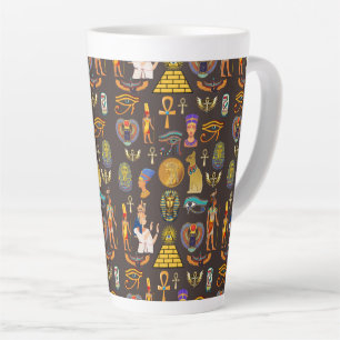 Ancient Egyptian Hieroglyphic Pattern Symbol       Latte Mug
