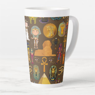 Ancient Egyptian Hieroglyphic -Pattern Symbol Latte Mug
