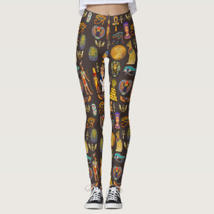 Ancient Egyptian Hieroglyphic Pattern Symbol Leggings