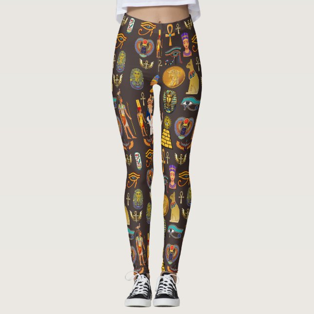 Ancient Egyptian Hieroglyphic Pattern Symbol       Leggings (Front)