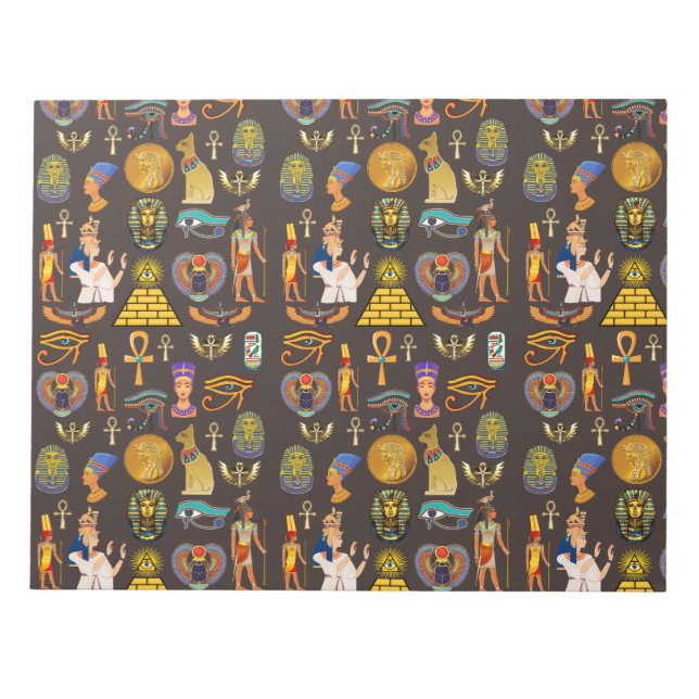 Ancient Egyptian Hieroglyphic Pattern Symbol       Notepad (Front)