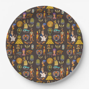 Ancient Egyptian Hieroglyphic Pattern Symbol       Paper Plate