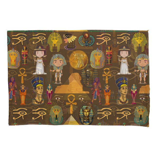 Ancient Egyptian Hieroglyphic -Pattern Symbol  Pillowcase (Front-Left)
