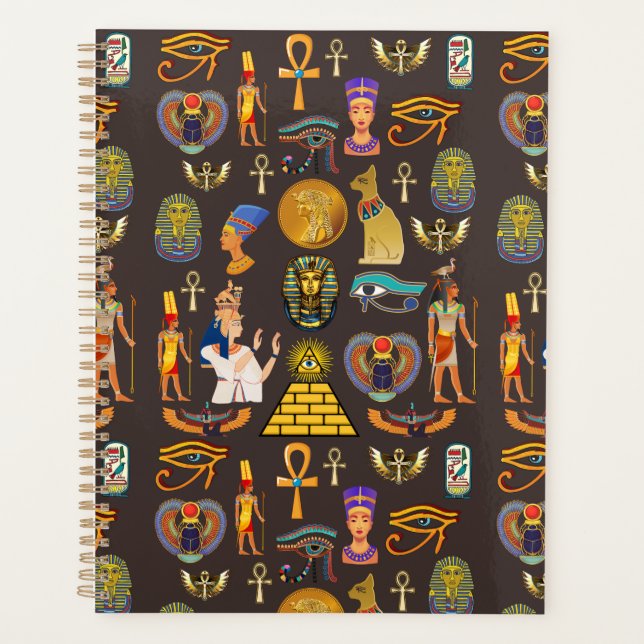 Ancient Egyptian Hieroglyphic Pattern Symbol       Planner (Front)