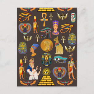 Ancient Egyptian Hieroglyphic Pattern Symbol       Postcard