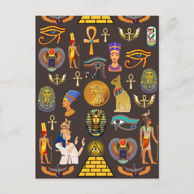 Ancient Egyptian Hieroglyphic Pattern Symbol       Postcard (Front)