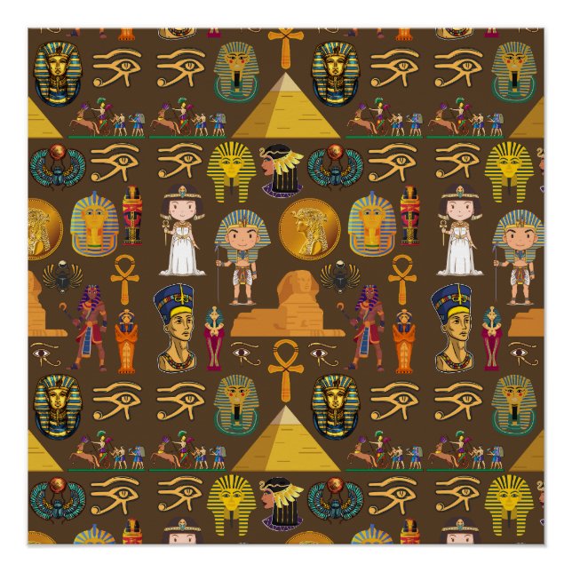 Ancient Egyptian Hieroglyphic -Pattern Symbol  Poster (Front)