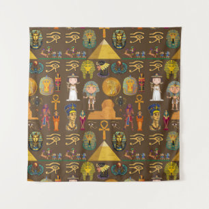 Ancient Egyptian Hieroglyphic -Pattern Symbol  Tapestry