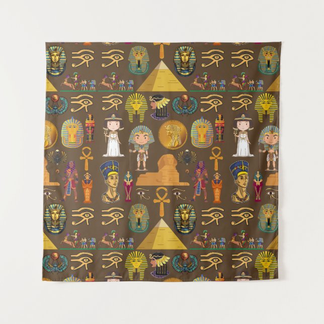 Ancient Egyptian Hieroglyphic -Pattern Symbol  Tapestry (Front)