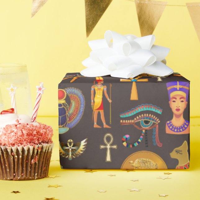 Ancient Egyptian Hieroglyphic Pattern Symbol    Wrapping Paper (Birthday Party)
