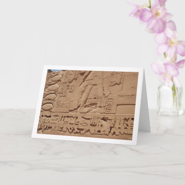 Ancient Egyptian Hieroglyphic Wall, Luxor, Egypt Card (Orchid)