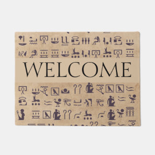 Ancient Egyptian Hieroglyphics Art on Parchment Doormat