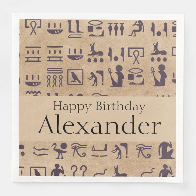 Ancient Egyptian Hieroglyphics Art on Parchment Napkin (Front)
