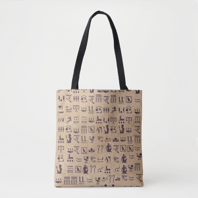Ancient Egyptian Hieroglyphics Art on Parchment Tote Bag (Front)