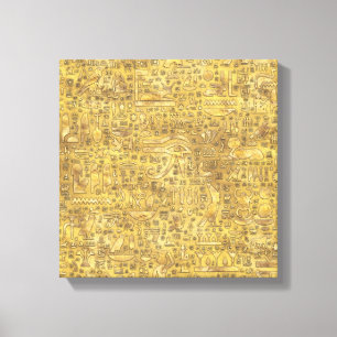 Ancient Egyptian hieroglyphics Gold Canvas Print