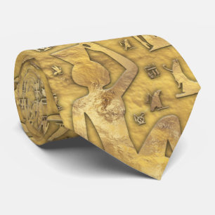 Ancient Egyptian hieroglyphics Gold Tie