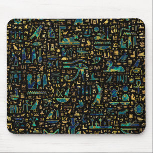 Ancient Egyptian hieroglyphics Marble and Gold Mouse Mat