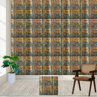 Ancient Egyptian Hieroglyphs and Deities Tile