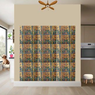 Ancient Egyptian Hieroglyphs and Deities Tile