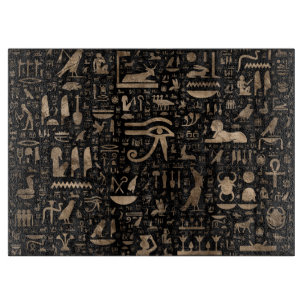 Ancient Egyptian hieroglyphs - Black and gold Cutting Board