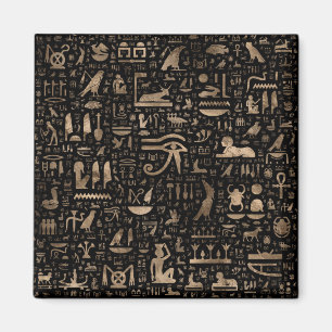 Ancient Egyptian hieroglyphs - Black and gold Magnet