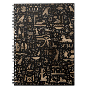 Ancient Egyptian hieroglyphs - Black and gold Notebook