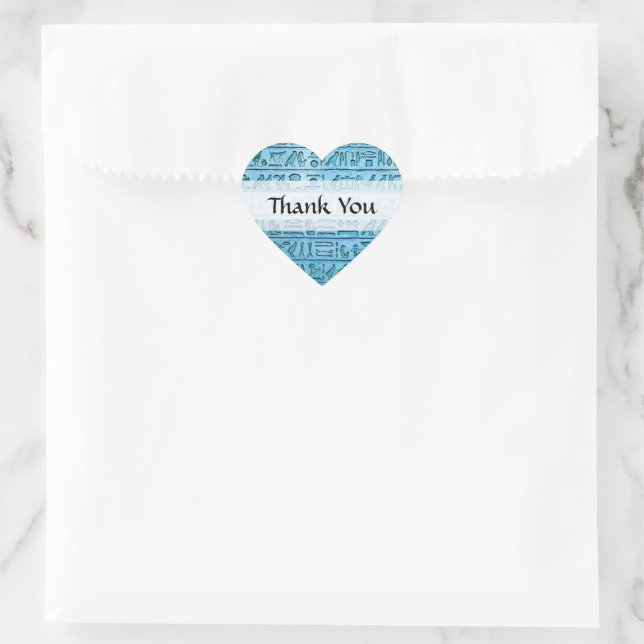 Ancient Egyptian Hieroglyphs Blue Heart Sticker (Bag)