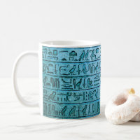 Ancient Egyptian Hieroglyphs Blue Mug