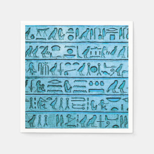 Ancient Egyptian Hieroglyphs Blue Napkin