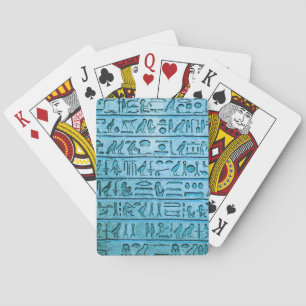Ancient Egyptian Hieroglyphs Blue Playing Cards