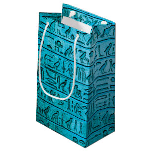 Ancient Egyptian Hieroglyphs Blue Small Gift Bag
