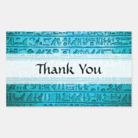 Ancient Egyptian Hieroglyphs Blue Thank You