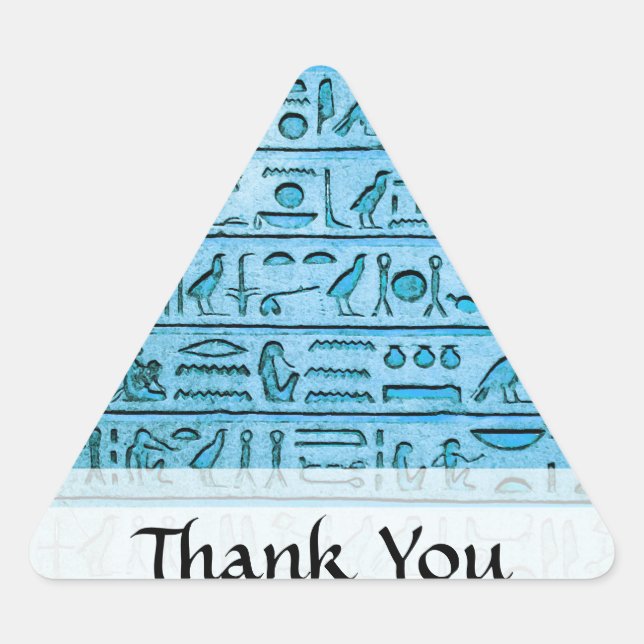 Ancient Egyptian Hieroglyphs Blue Triangle Sticker (Front)