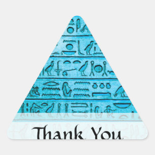 Ancient Egyptian Hieroglyphs Blue Triangle Sticker