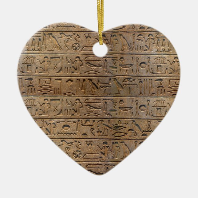 Ancient Egyptian Hieroglyphs Designer Gift Ceramic Tree Decoration (Front)