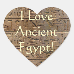Ancient Egyptian Hieroglyphs Designer Gift Heart Sticker