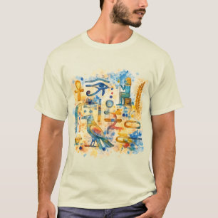 Ancient Egyptian Hieroglyphs Eye of Horus & Ankh  T-Shirt