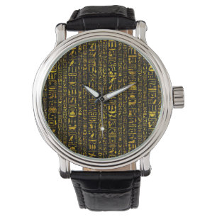 Ancient Egyptian hieroglyphs gold and black colour Watch