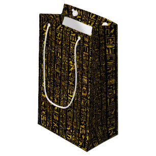 Ancient Egyptian hieroglyphs gold black  Small Gift Bag
