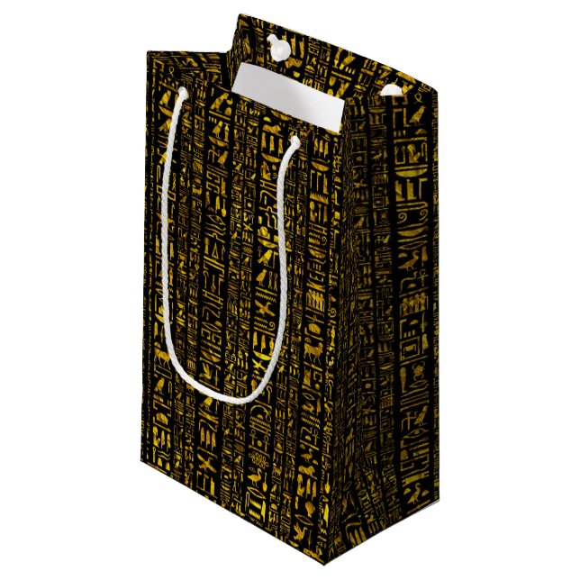 Ancient Egyptian hieroglyphs gold black  Small Gift Bag (Front Angled)