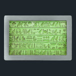 Ancient Egyptian Hieroglyphs Green Belt Buckle<br><div class="desc">A green belt buckle with ancient hieroglyphs engraved on stone.</div>