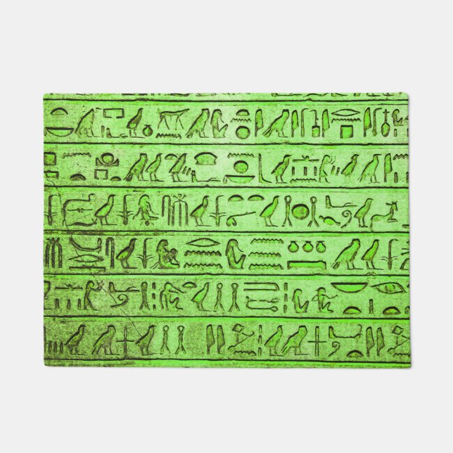 Ancient Egyptian Hieroglyphs Green Doormat (Front)