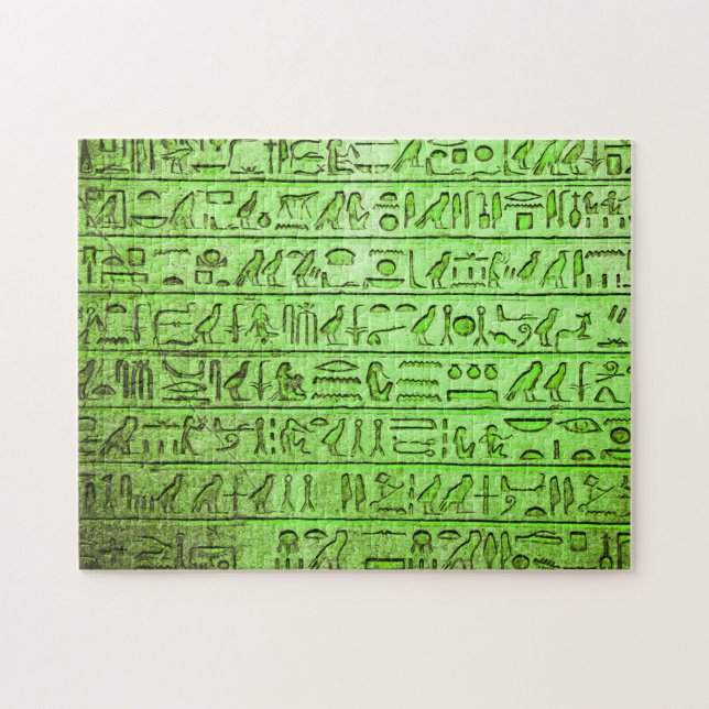 Ancient Egyptian Hieroglyphs Green Jigsaw Puzzle (Horizontal)