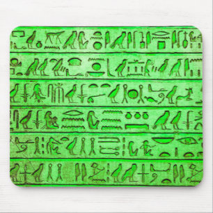 Ancient Egyptian Hieroglyphs Green Mouse Mat