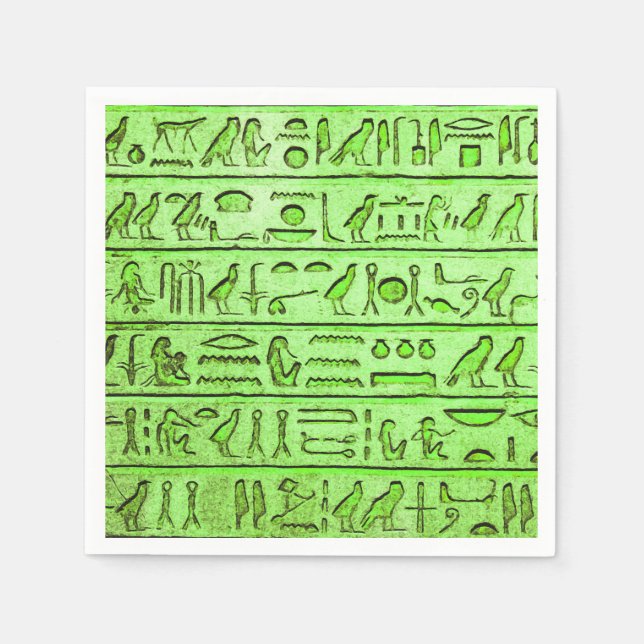 Ancient Egyptian Hieroglyphs Green Napkin (Front)