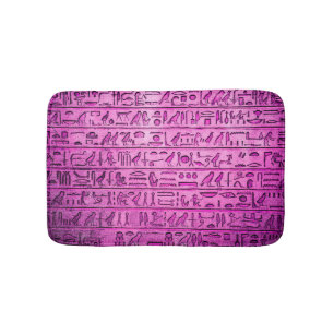 Ancient Egyptian Hieroglyphs Purple Bath Mat