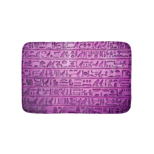 Ancient Egyptian Hieroglyphs Purple Bath Mat (Front)