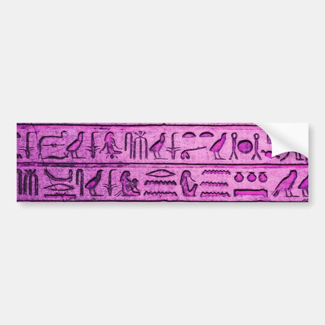 Ancient Egyptian Hieroglyphs Purple Bumper Sticker (Front)