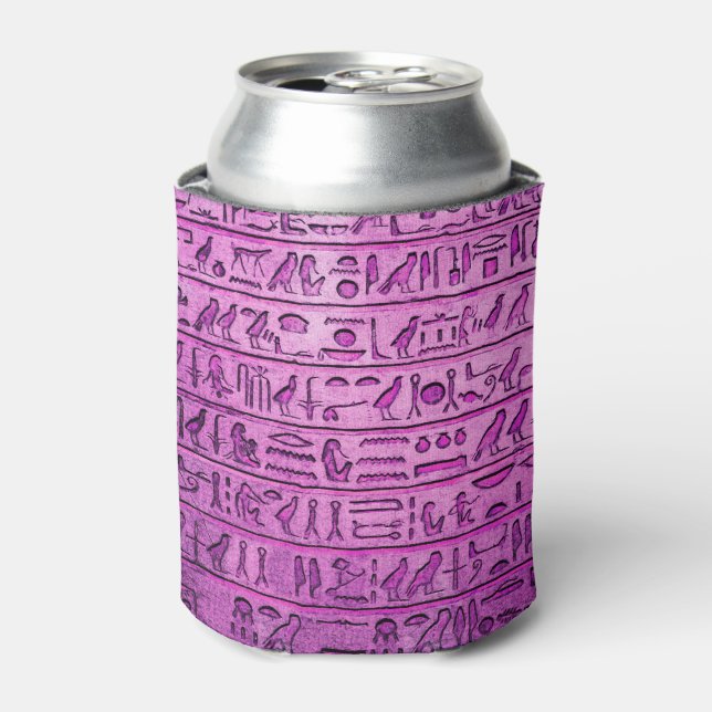 Ancient Egyptian Hieroglyphs Purple Can Cooler (Can Front)